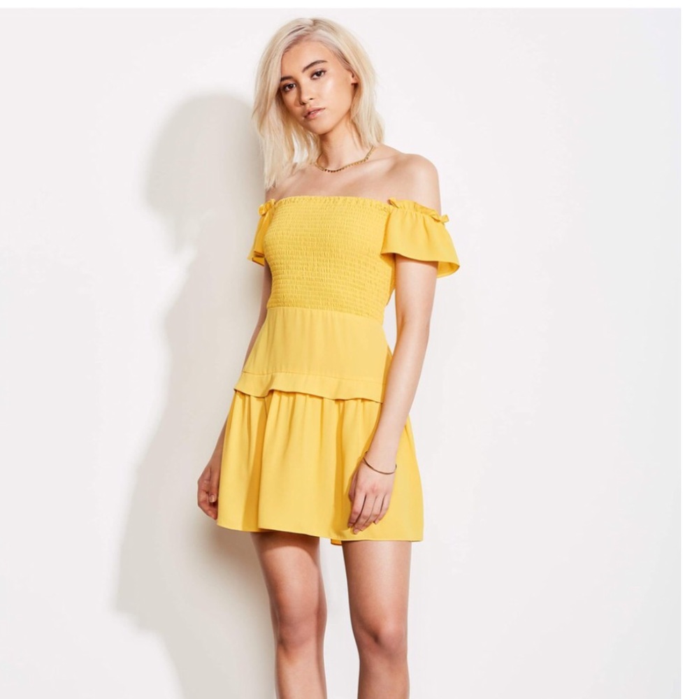 Ali-Jay Sweet Rose Mini Dress banana Sz M, NWT